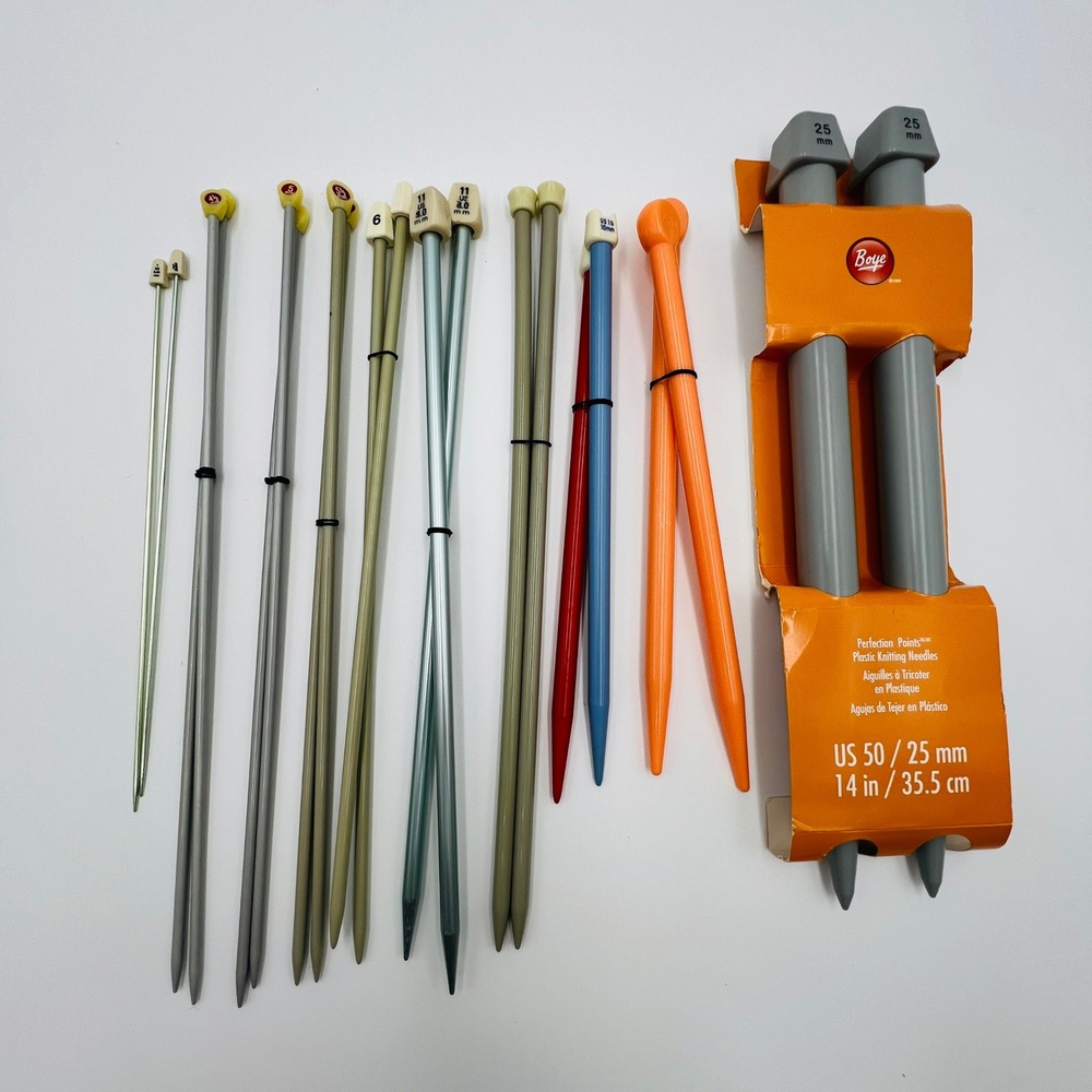 VTG Boye Susan Bates‎ Knitting Needle Lot US 1-50 Jumbo Perfection Points 25mm